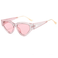 New Luxury Brand Designer Ladies Cat Eye  Sunglasses Women Diamond Frame Mirror Sun Glasses For Female